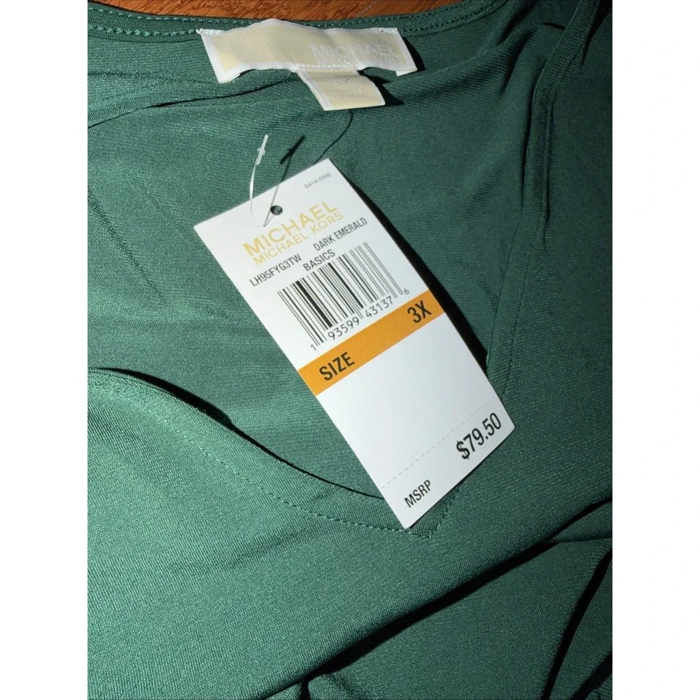 Michael Kors Open‎ Arm Emerald Green Blouse Top Size 3X NWT